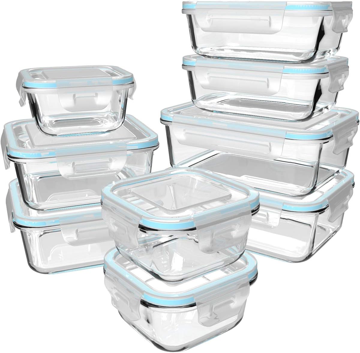 Food Storage With Glass Lids - 18 Piece Glass Food Storage Containers