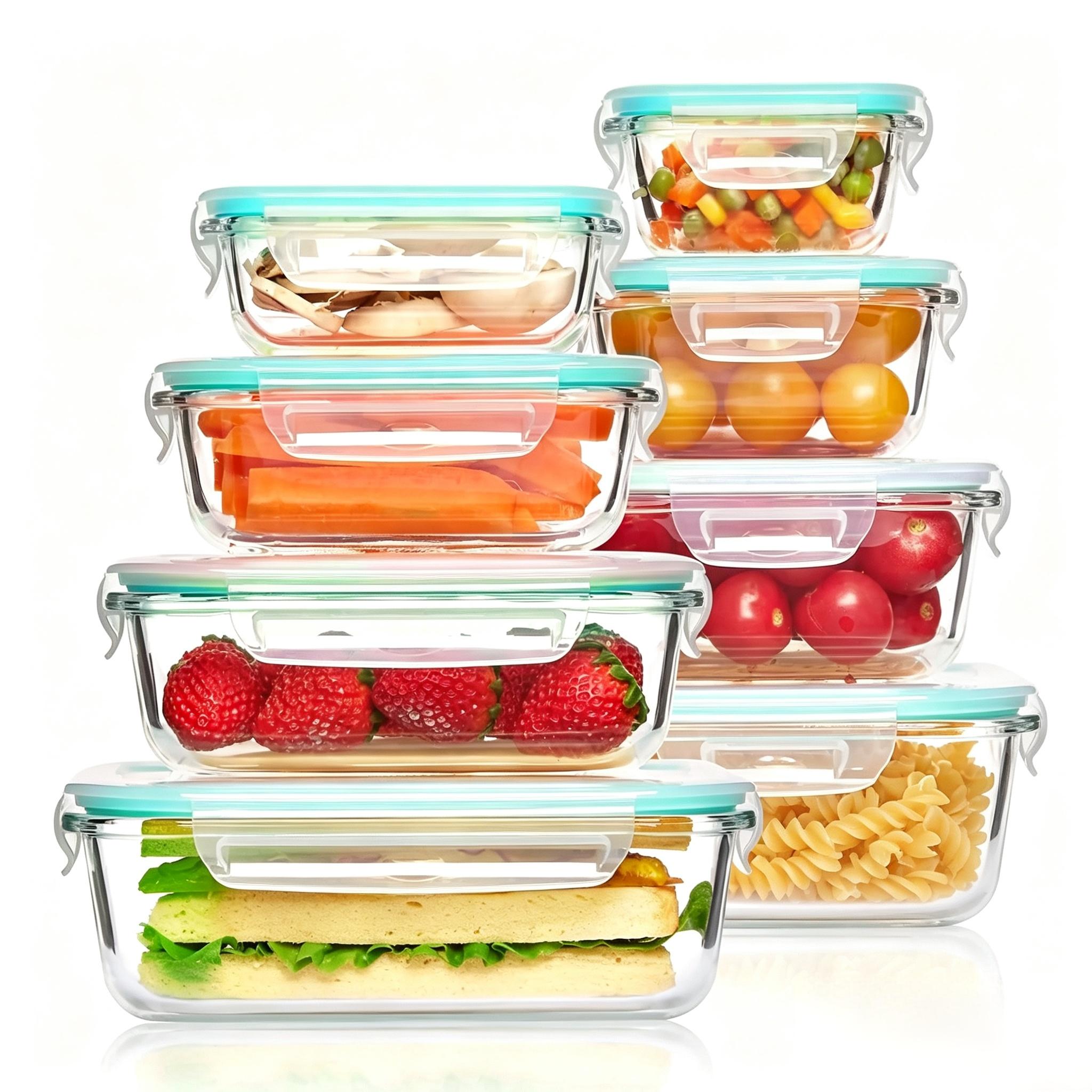 Food Storage With Glass Lids - Portable Glass Kitchen Food Container -