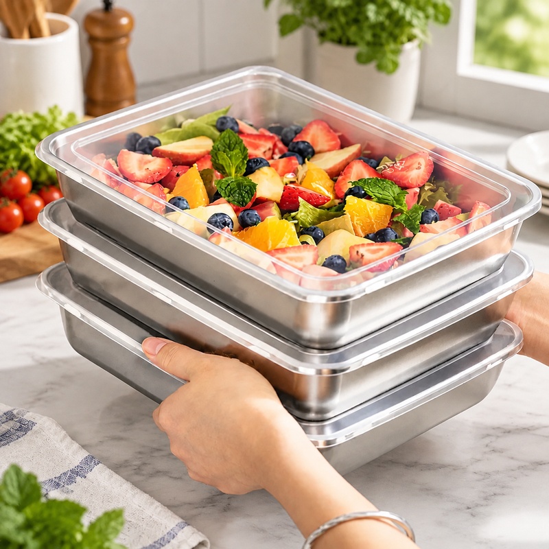 Food Storage For Camping - 3-Piece Stainless Steel Food Storage Containers