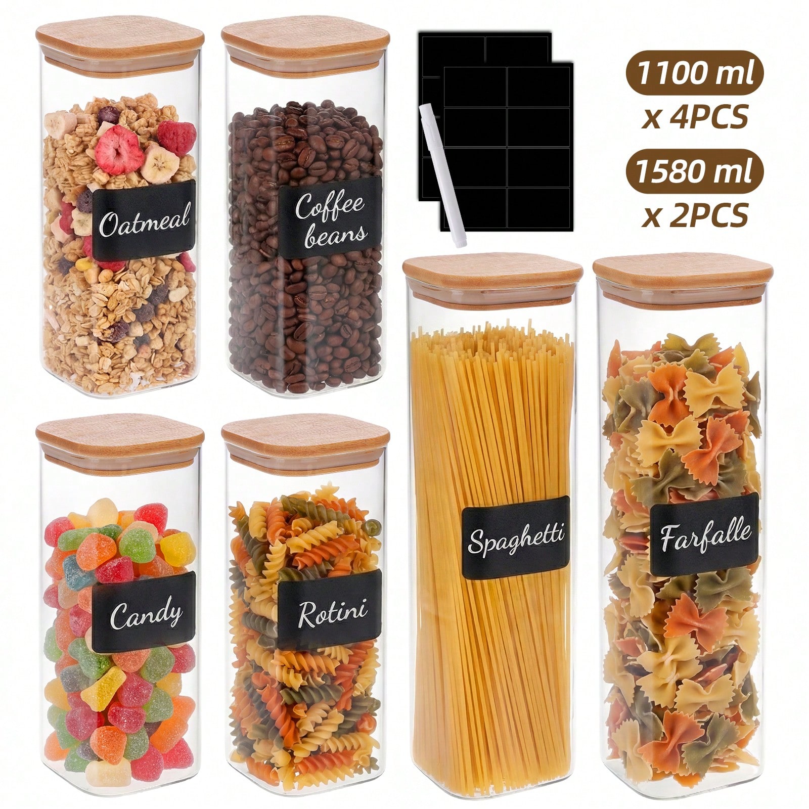 6/12pcs Glass Food Storage Con - Food Storage With Glass Lids 评论和价格