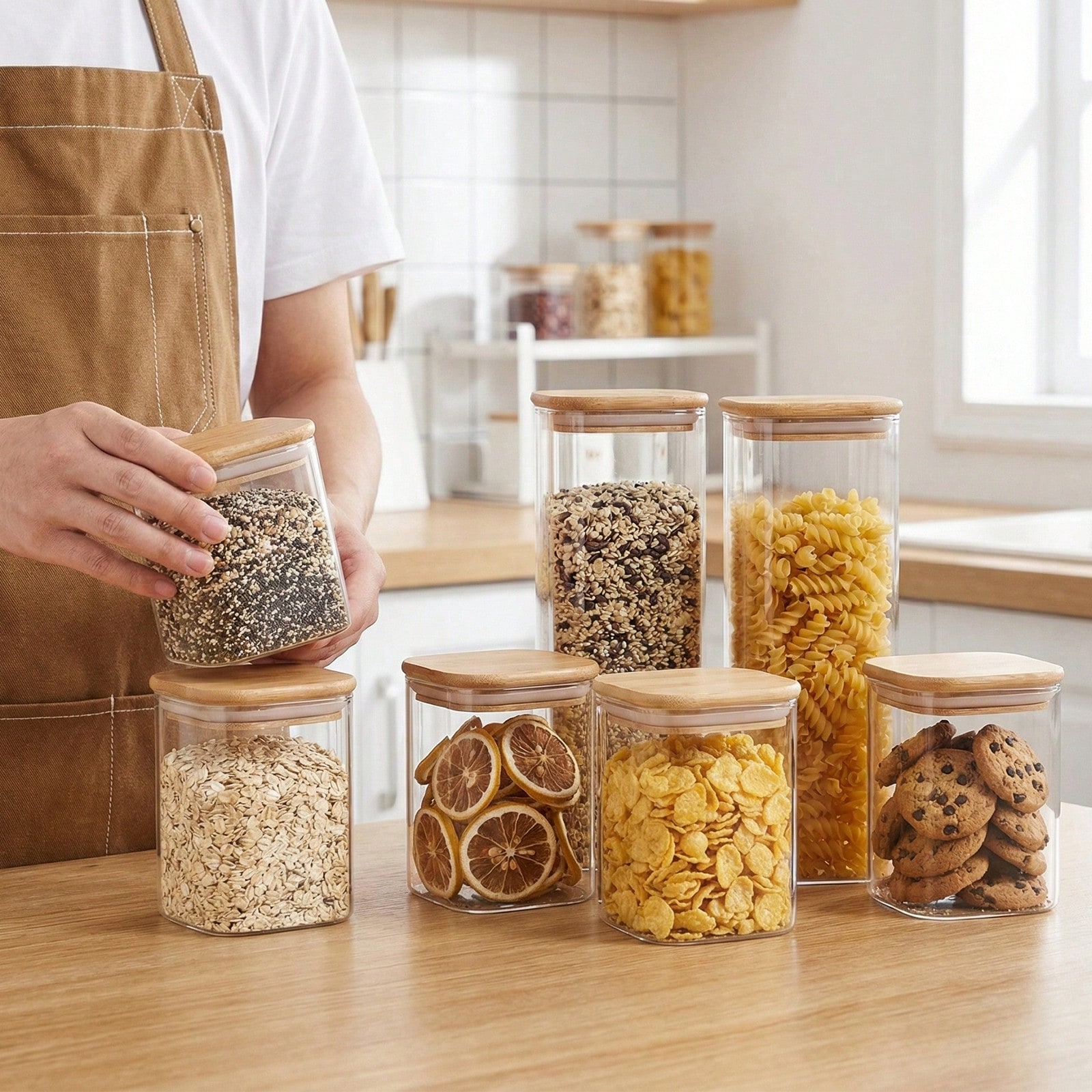 6/12pcs Glass Food Storage Con - Food Storage With Glass Lids 评论和价格
