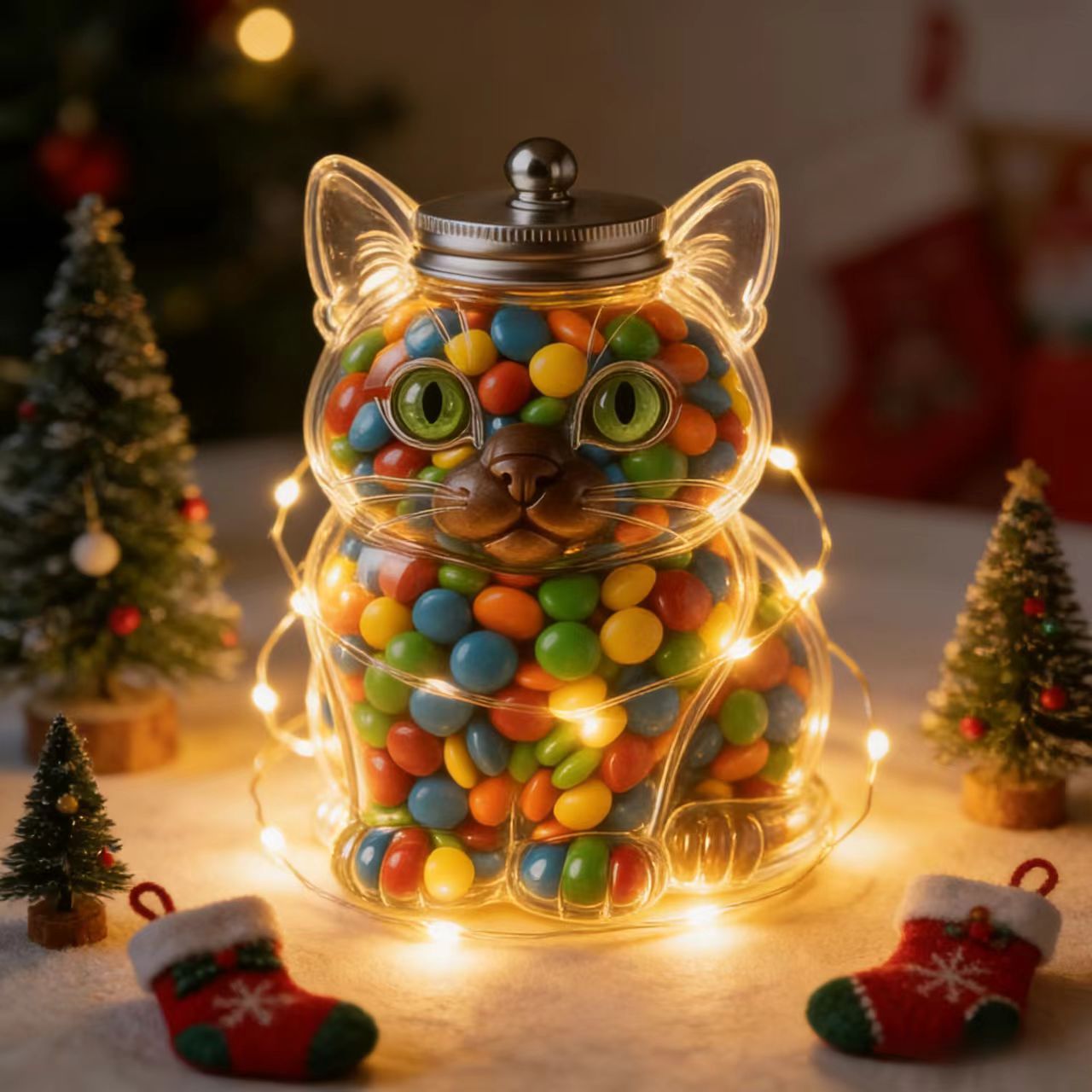 Cute Cat Shaped Glass Candy Ja - Food Storage With Glass Lids 评论和价格