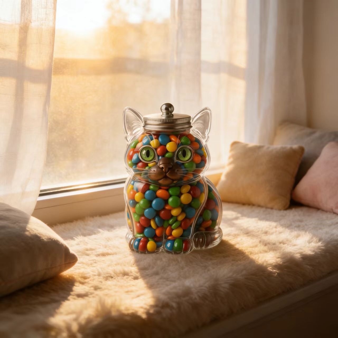 Cute Cat Shaped Glass Candy Ja - Food Storage With Glass Lids 评论和价格