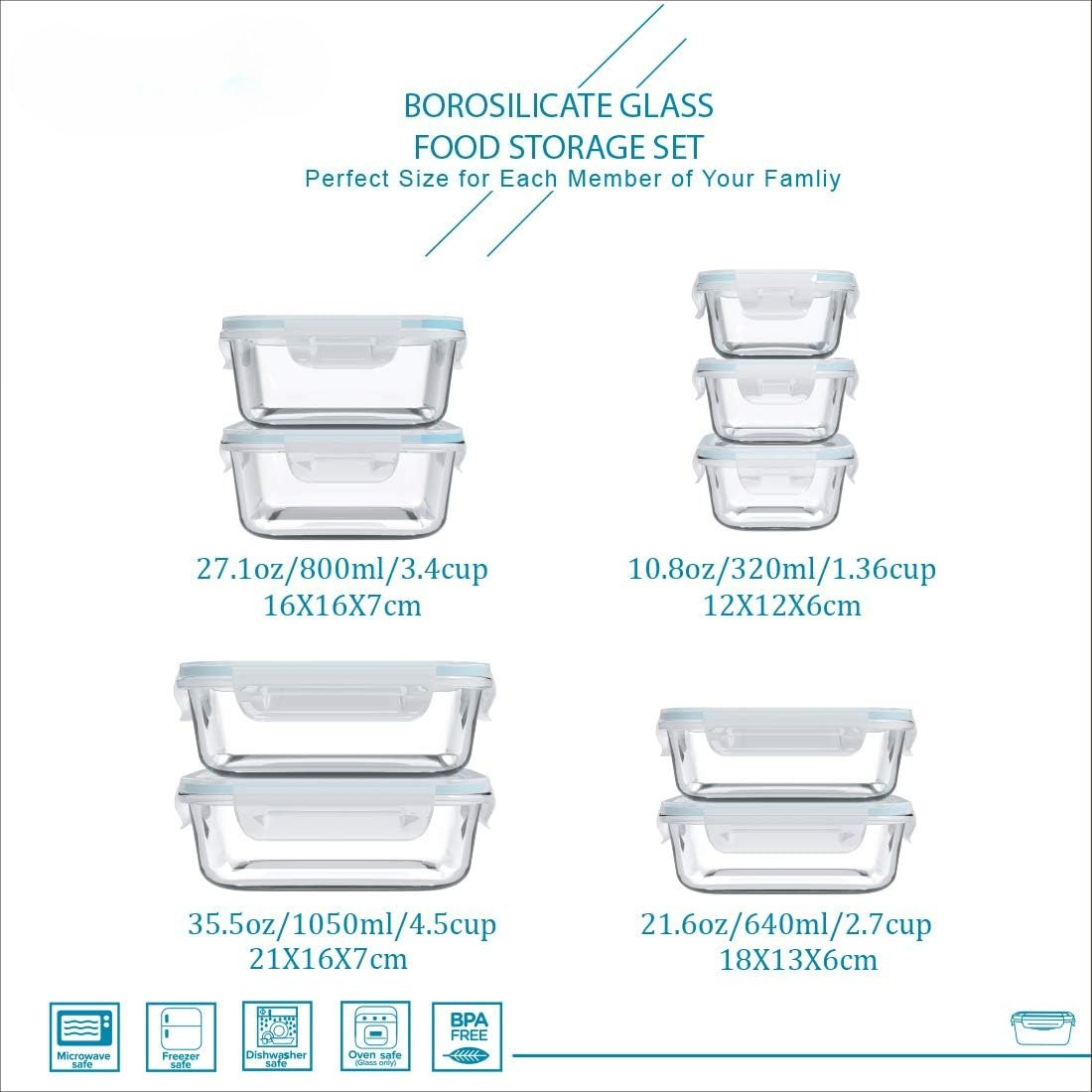 18 Piece Glass Food Storage Co - Food Storage With Glass Lids 评论和价格