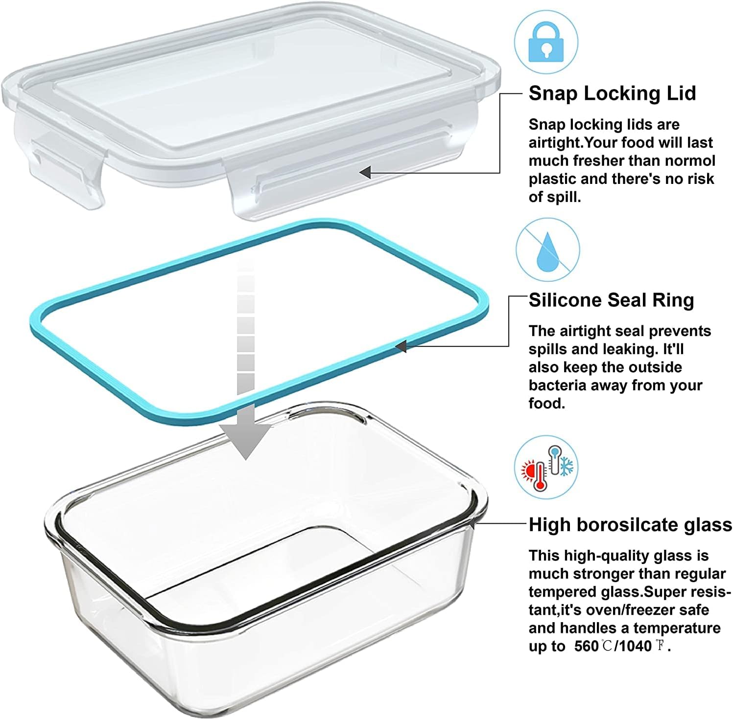 18 Piece Glass Food Storage Co - Food Storage With Glass Lids 评论和价格