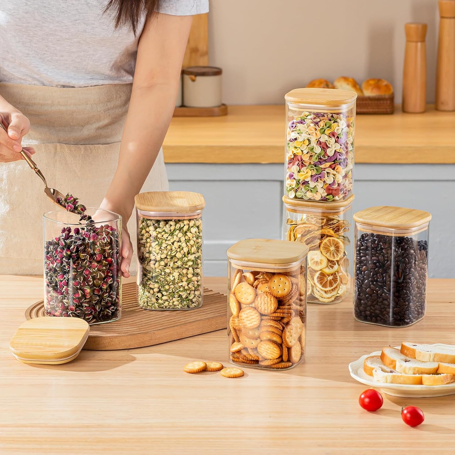 6 Pack Glass Food Storage Jars - Food Storage With Glass Lids 评论和价格