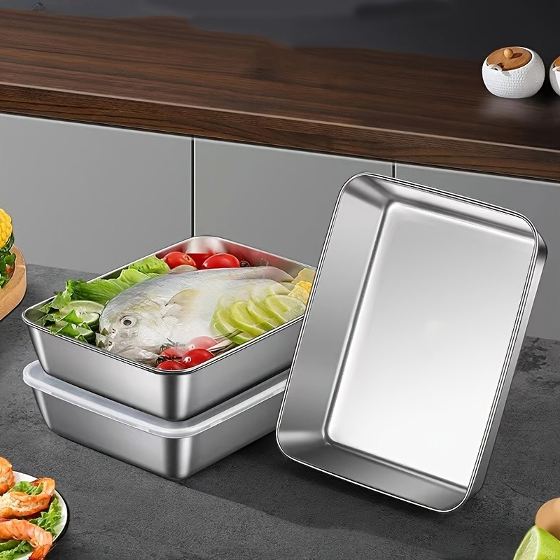 3/6Pcs Stainless Steel Rectang - Food Storage Boxes With Lids 评论和价格