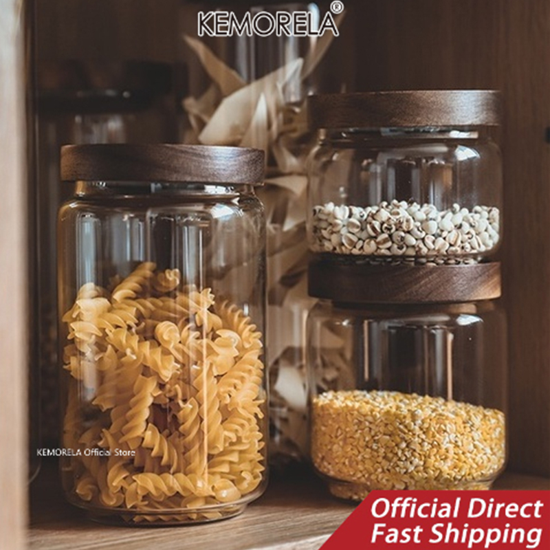 Wood Lid Glass Airtight Canist - Food Storage With Glass Lids 评论和价格