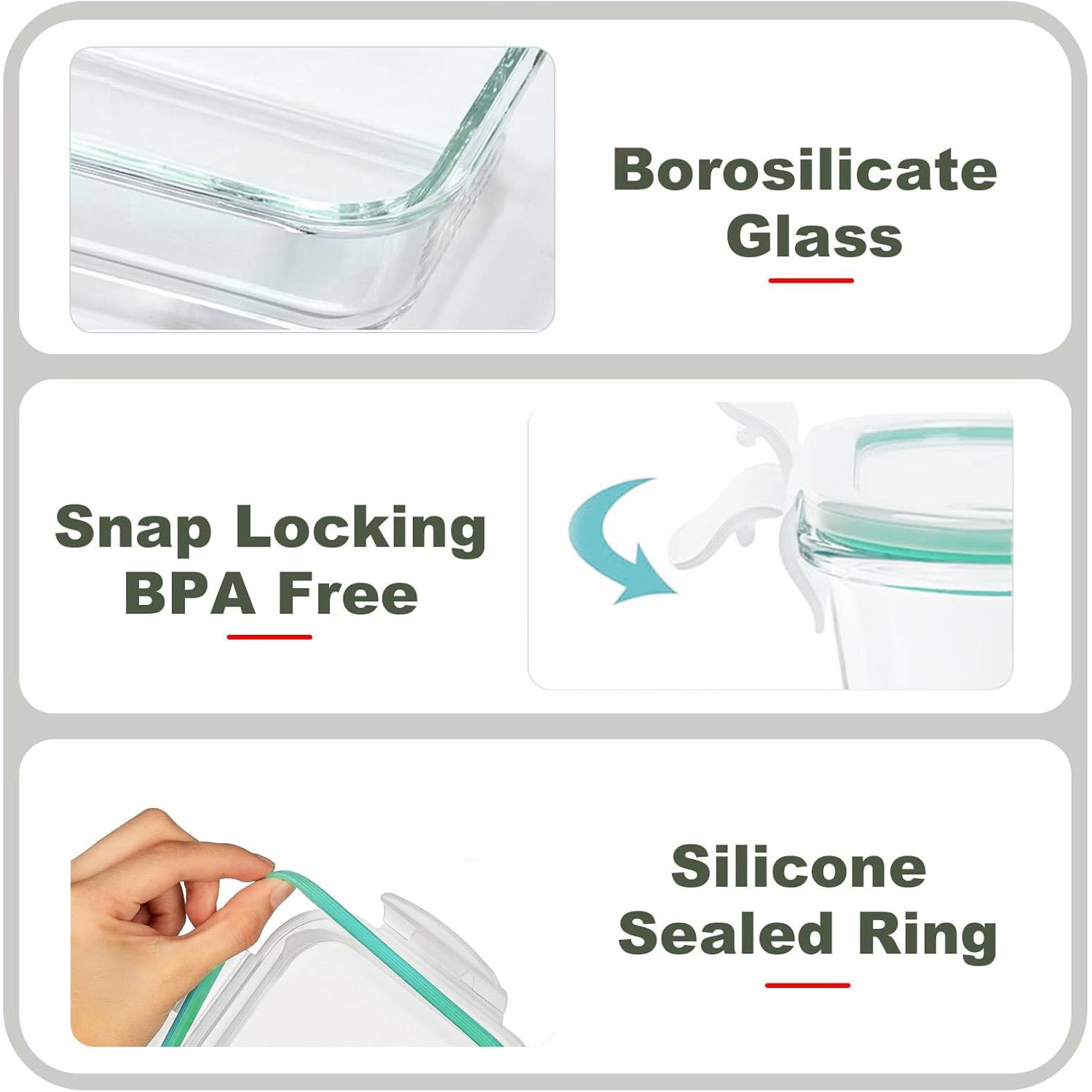 Portable Glass Kitchen Food Co - Food Storage With Glass Lids 评论和价格