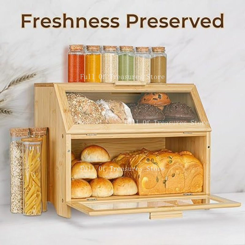 Bamboo Bread Box Fit for Home  - Bread Box Bamboo 评论和价格