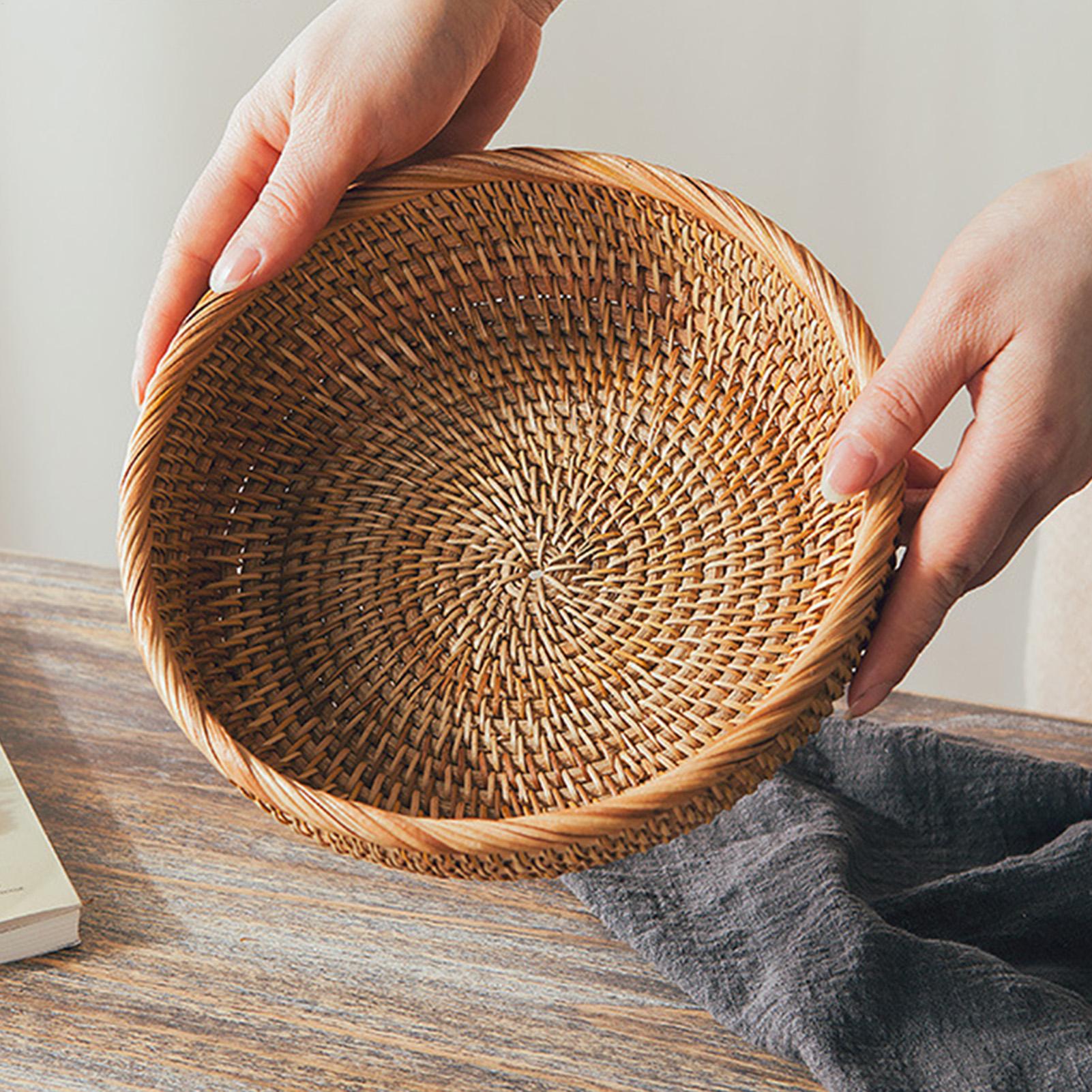 Woven Fruit Basket Round Ratta - Bread Box Bamboo 评论和价格