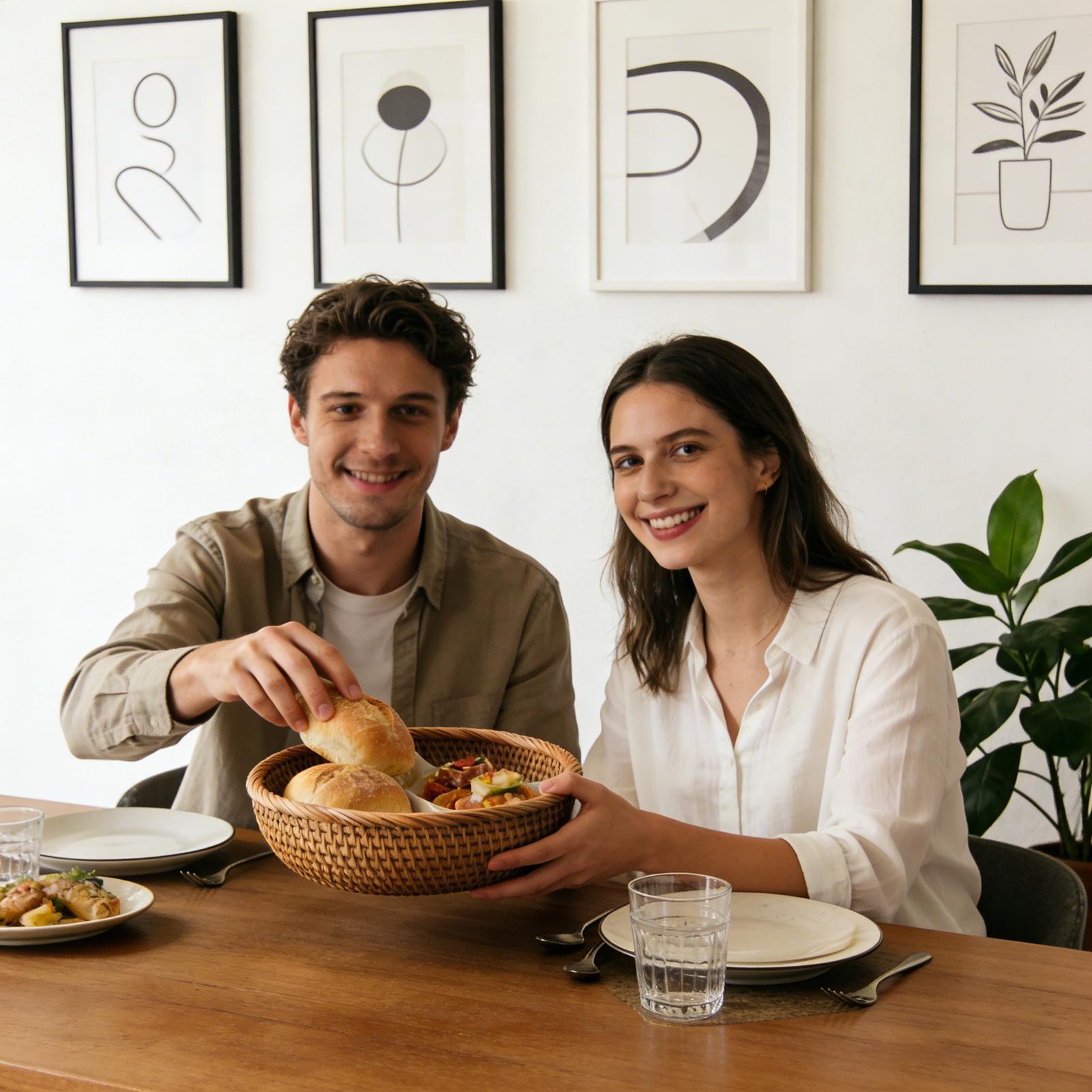Woven Fruit Basket Round Ratta - Bread Box Bamboo 评论和价格