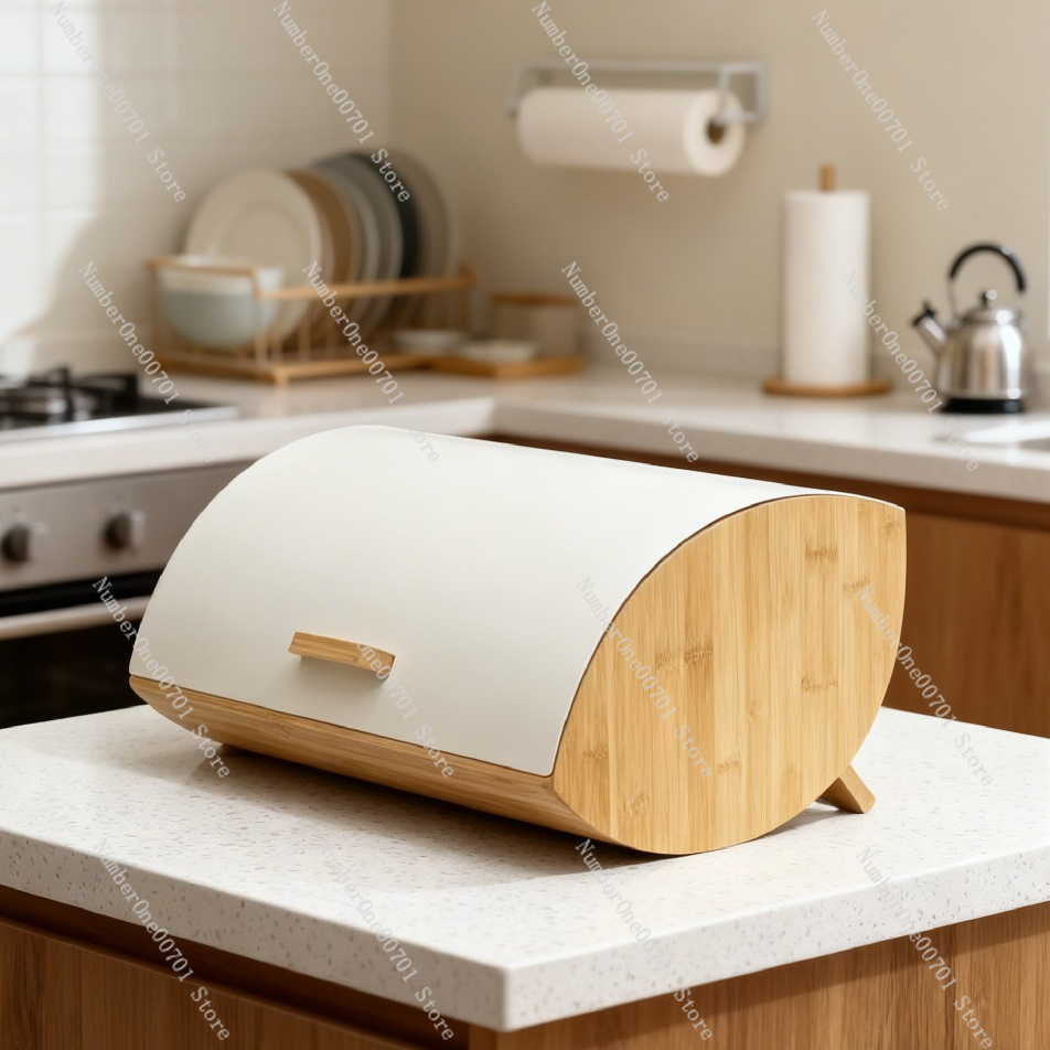 Metal Bread Storage Box With B - Bread Box Bamboo 评论和价格