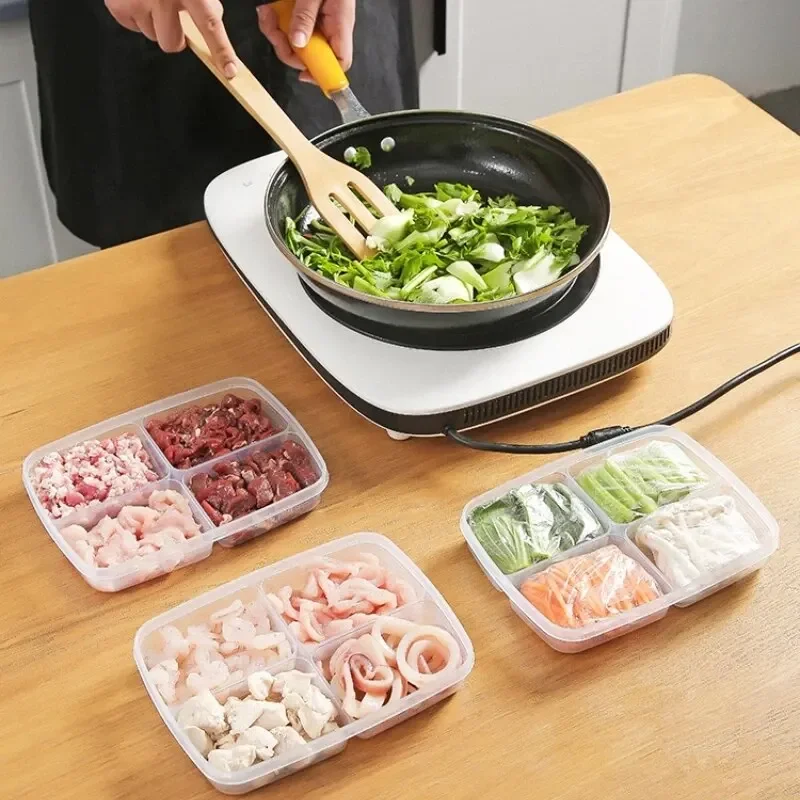 4 Grids Food Storage Box Porta - Bread Box Bamboo 评论和价格