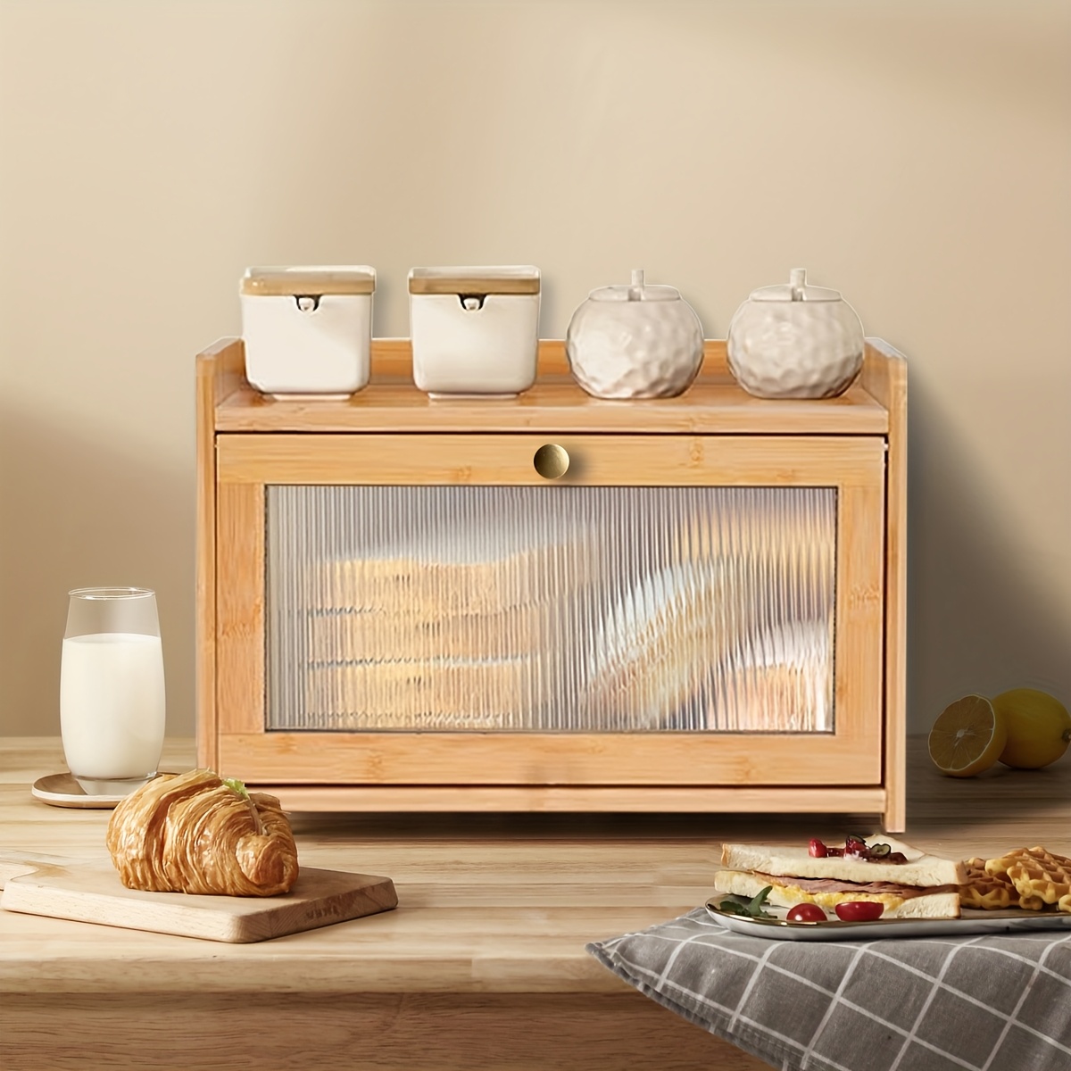 2-Tier Bamboo Bread Box with C - Bread Box Bamboo 评论和价格