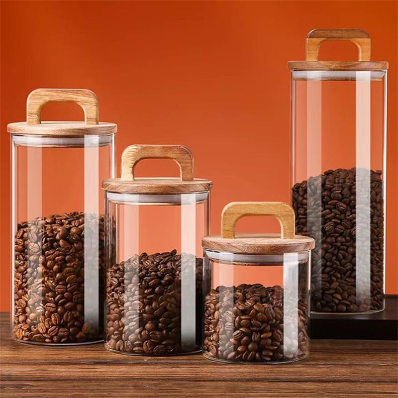 Clear Glass Jar with Bamboo Li - Food Storage With Glass Lids 评论和价格