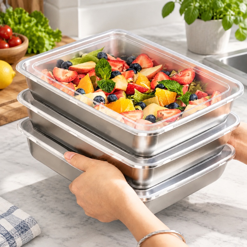 3-Piece Stainless Steel Food S - Food Storage Boxes With Lids 评论和价格
