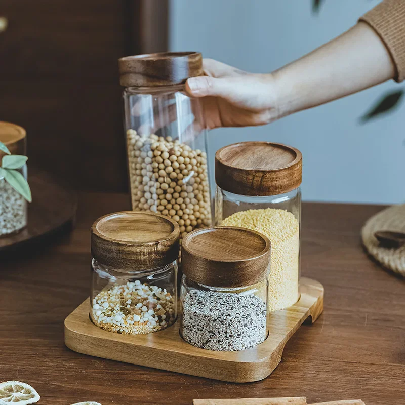 Wood Lid Orgnizer Glass Airtig - Food Storage With Glass Lids 评论和价格