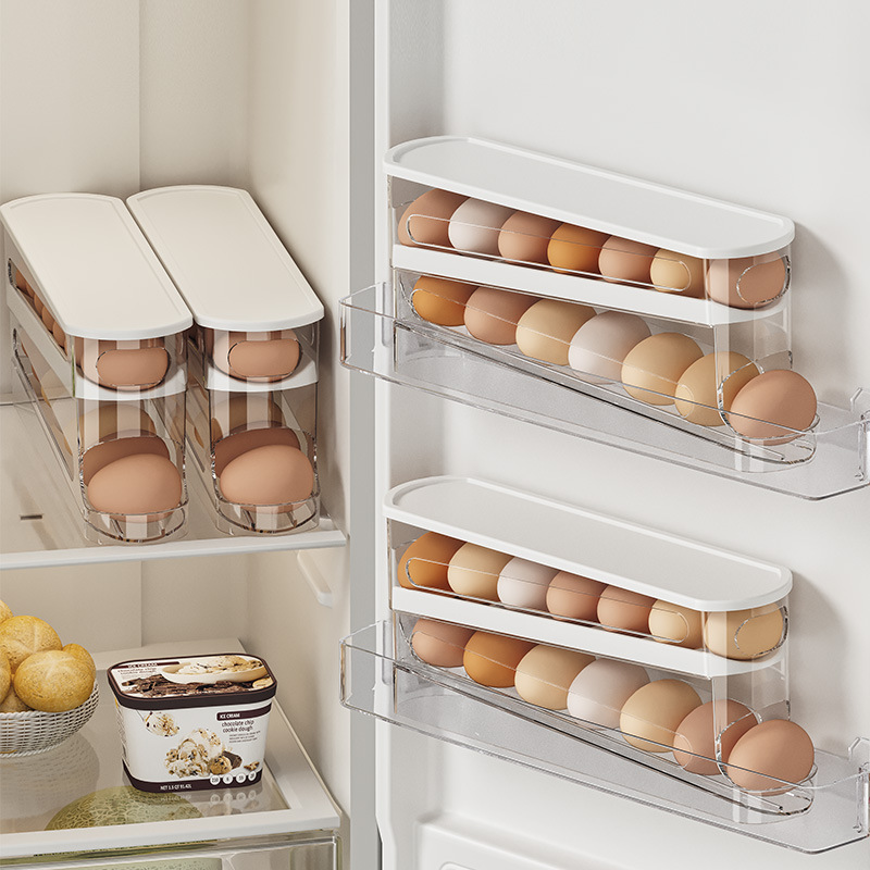 Bilayer Fridge Egg Storage Box - Bread Box Bamboo 评论和价格
