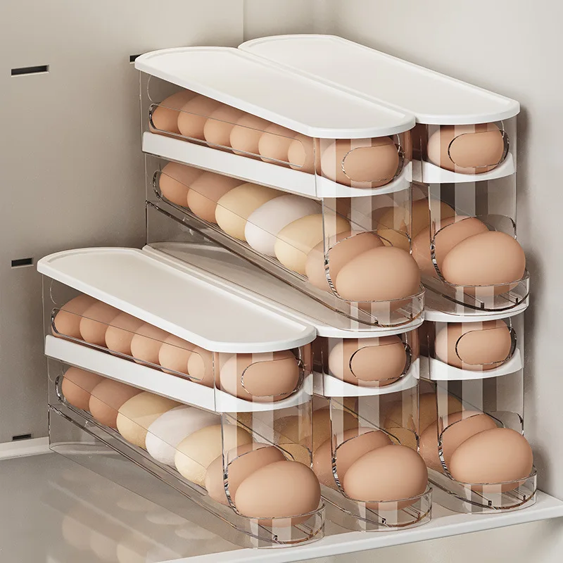 Bilayer Fridge Egg Storage Box - Bread Box Bamboo 评论和价格